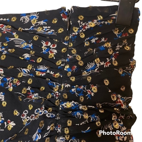 VERONICA BEARD Cella Silk Midi Skirt Floral Metallic - Picture 7 of 9